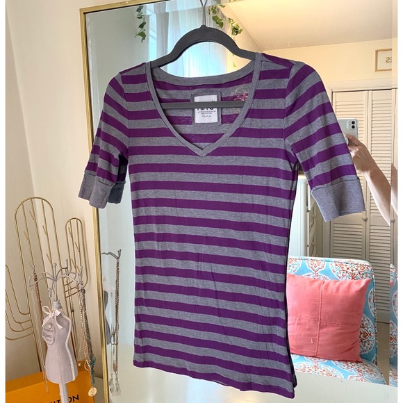 Purple & gray striped top - Picture 1 of 4